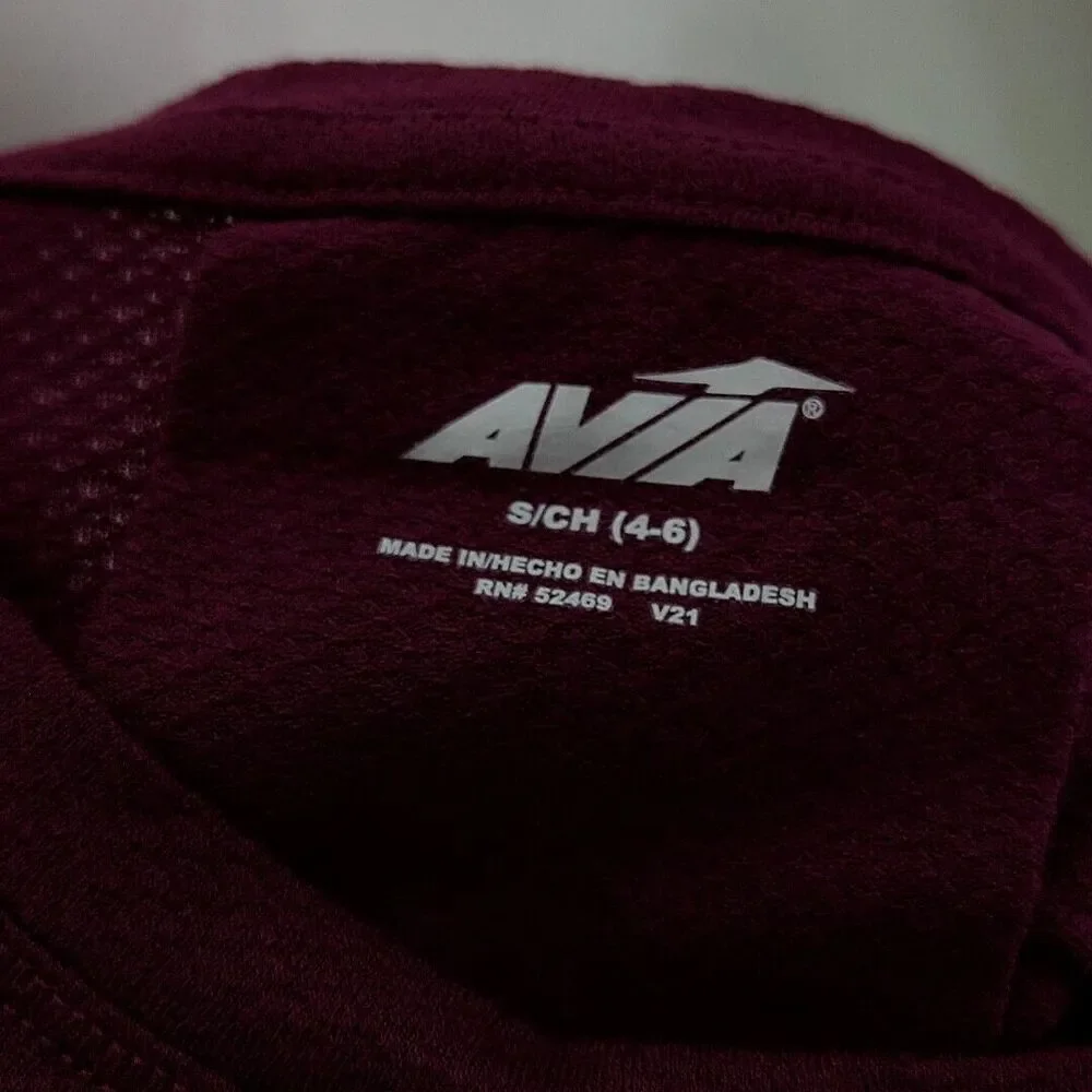 Avia Burgundy Long Sleeve Performance Top Lightweight Athletic Thumbhole sz S
